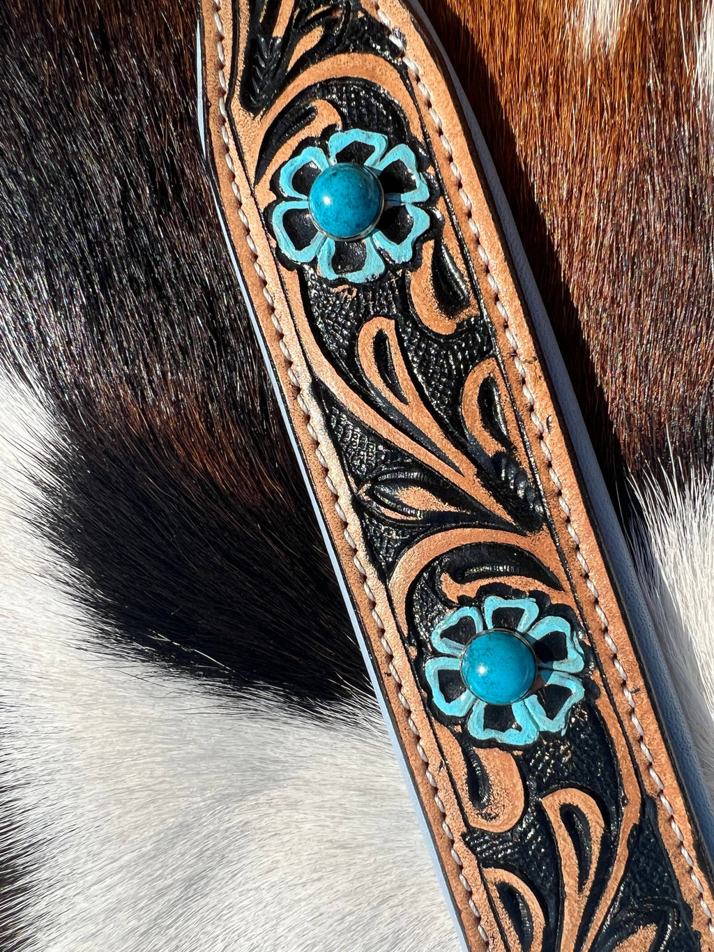 Turquoise Trail Tooled Leather Dog Collar