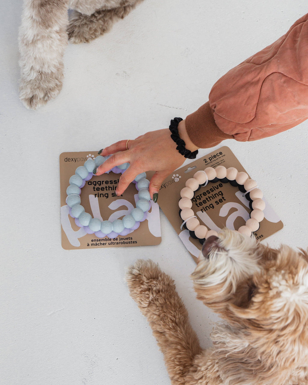 2 x Ring Aggressive Chew Toy Set - Nude & Black