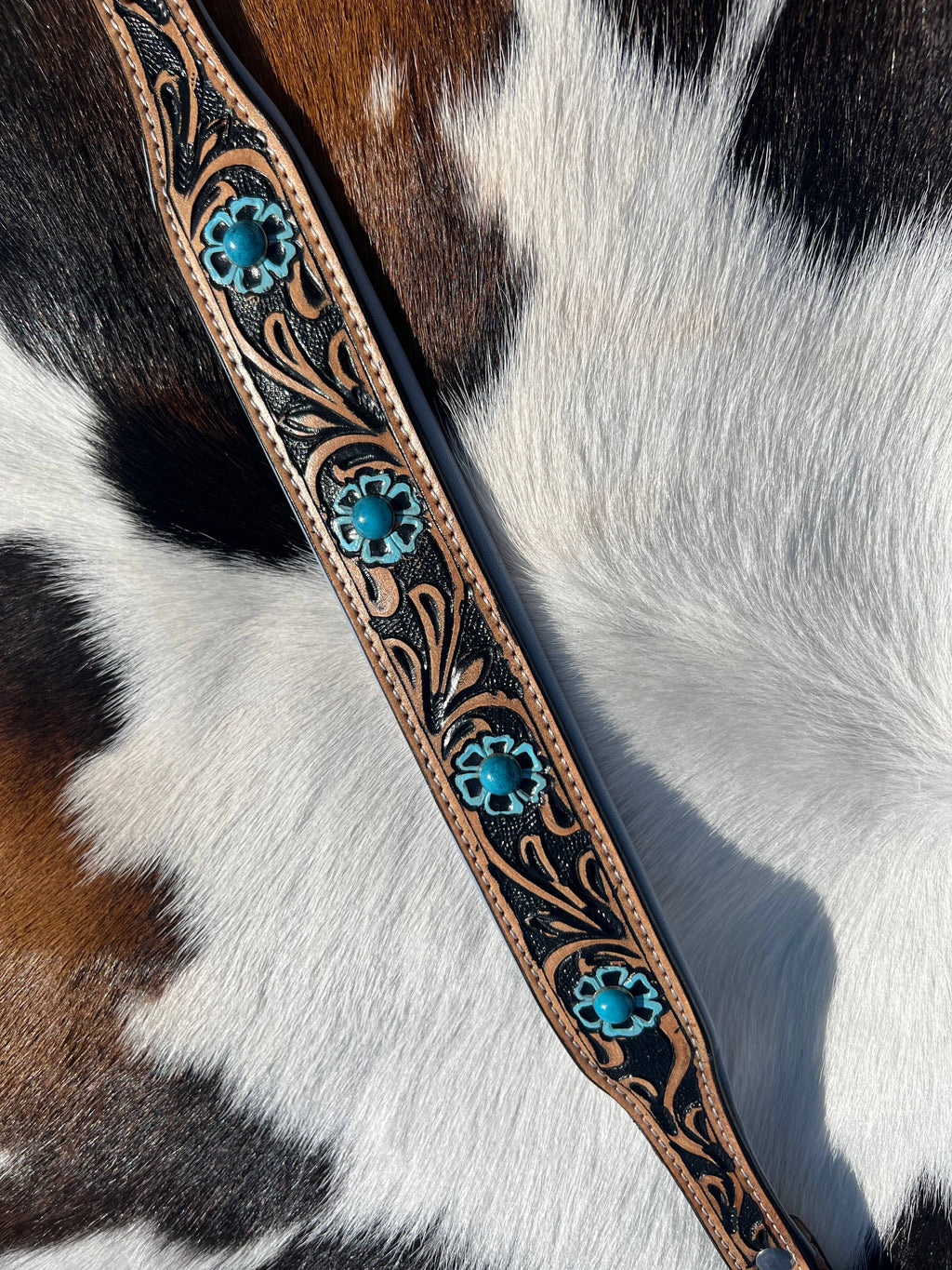 Turquoise Trail Tooled Leather Dog Collar
