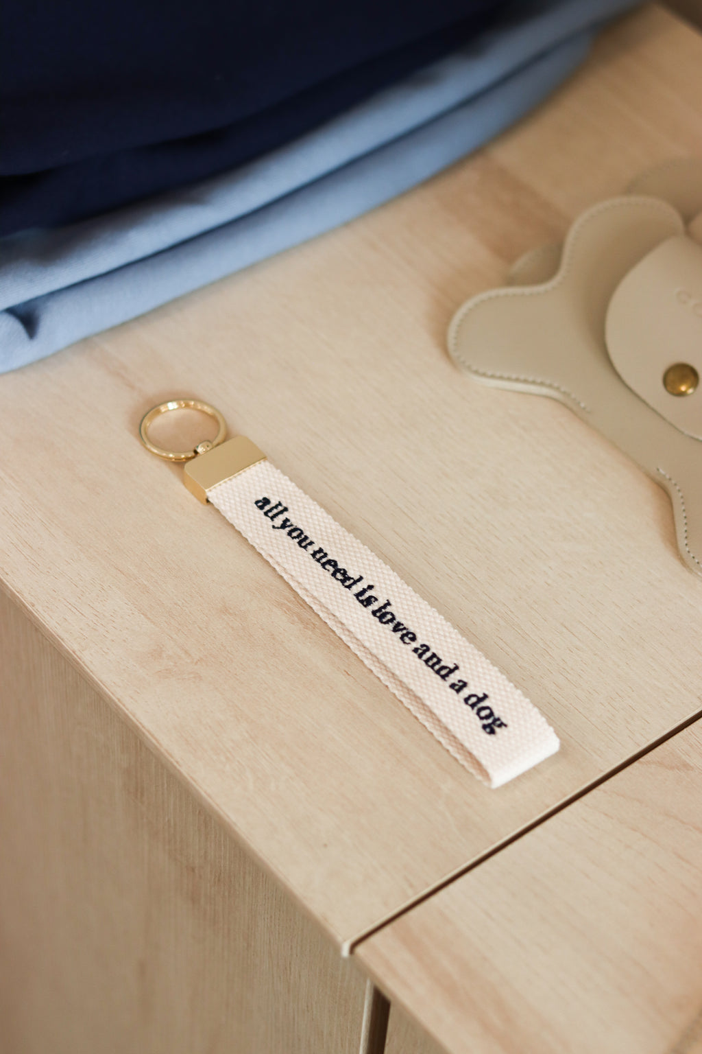 Embroidered Key Fob - All You Need Is Love and a Dog