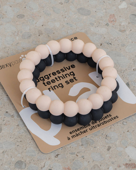2 x Ring Aggressive Chew Toy Set - Nude & Black