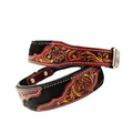 Western Saddle Inspired Leather Dog Collar - Hair On Cowhide