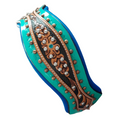 Turquoise Scalloped Western Tooled Leather Dog Collar