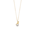 Cute Gold Cat Pearl Charm Necklace in 925 Sterling Silver