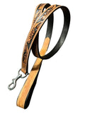 Western Tooled Leather Fancy Dog Leash